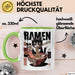 Katzen Tierliebhaber Tasse Geschenk Lustige Geschenkidee Spruch Katze Isst Ramen Nudeln Grün Trendation