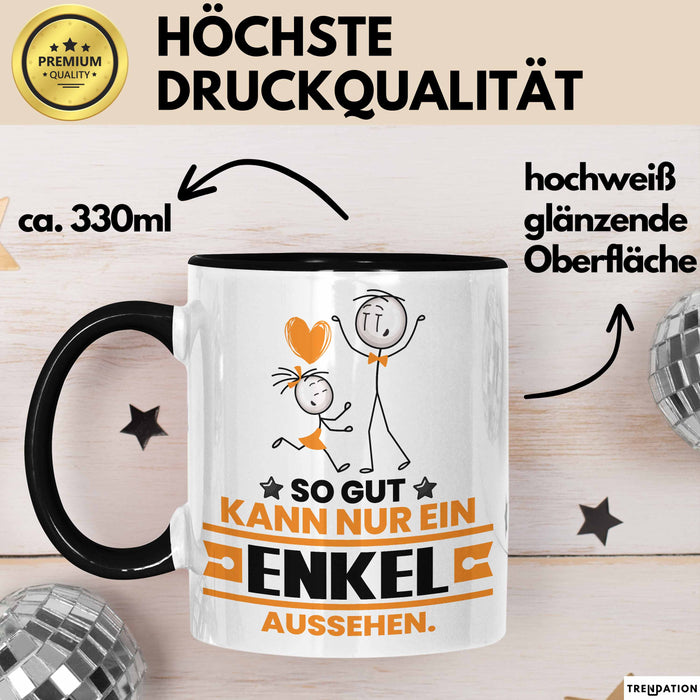 Enkel Geschenk Tasse So Gut Kann Nur Ein Enkel Aussehen Geschenkidee Kaffee-Becher Schwarz Trendation