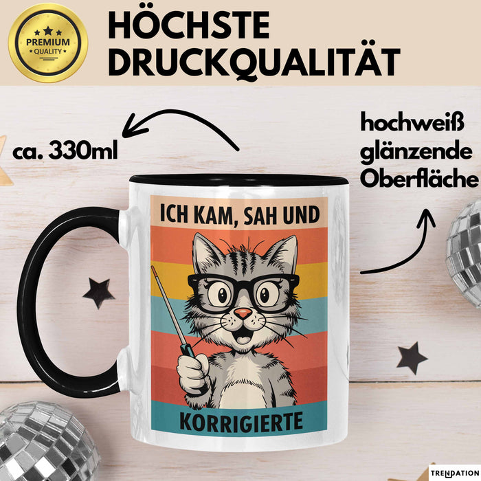 Deutschlehrer Unterricht Tasse Geschenk Lustige Geschenkidee Spruch Ich Kam Sah Und Korrigierte Trendation