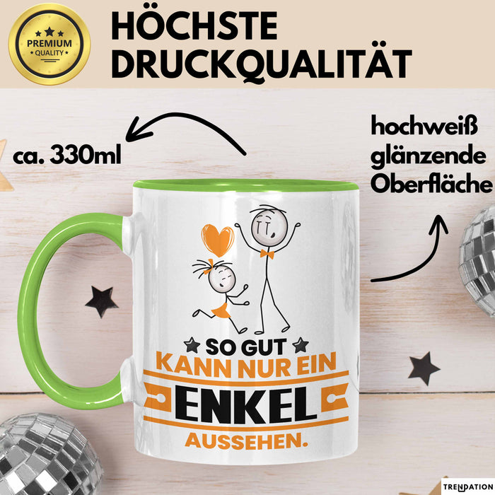 Enkel Geschenk Tasse So Gut Kann Nur Ein Enkel Aussehen Geschenkidee Kaffee-Becher Grün Trendation