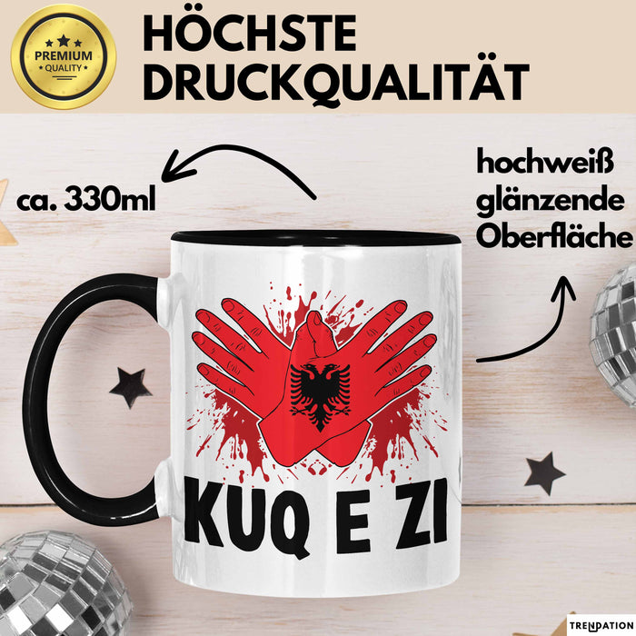 Albanische Flagge Shqip Shqiponja Albanischer Adler Albanien Tasse Geschenkidee Schwarz Trendation