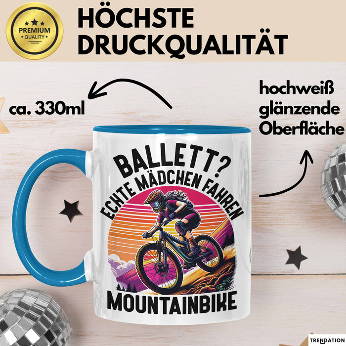 Mountainbikerin Tasse Geschenk Frauen Ballett Echte Mädchen Fahren Mountainbike Mtb Blau Trendation