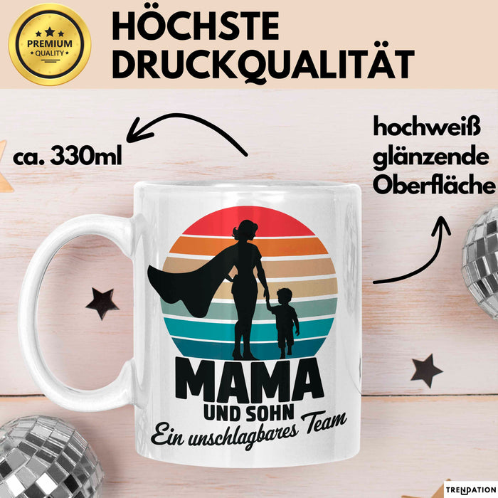 Mama Muttertag Tasse Becher Geschenk Lustige Geschenkidee Spruch Mama Und Sohn Ein Unschlagbares Team Weiß Trendation