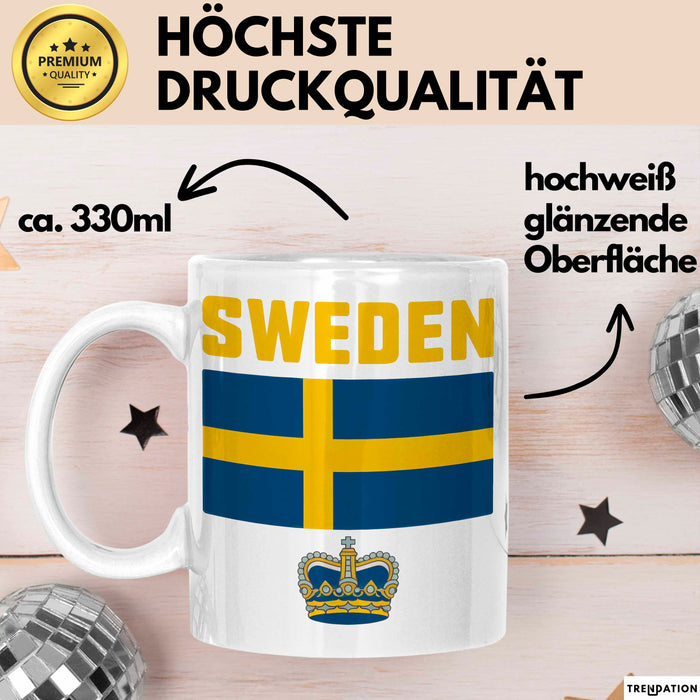 Schweden Skandinavien Schwedisch Tasse Geschenk Lustige Geschenkidee Spruch Weiß Trendation