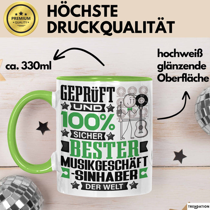 Musikgeschäftsinhaber Geschenk Lustiger Spruch für Musikgeschäftsinhaber Geschenkidee Bester Musikgeschäftsinhaber Der Welt Grün Trendation