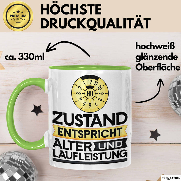 TÜV Alter Tasse Geschenk Lustiger Spruch Geburtstag Humor Grün Trendation