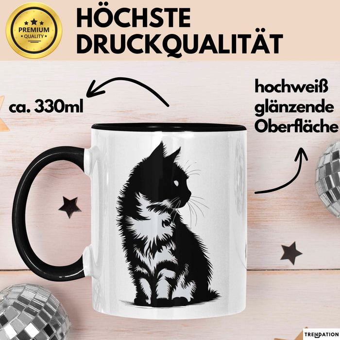 Katzen Tierliebhaber Tasse Geschenk Lustige Geschenkidee Spruch Schwarz Trendation