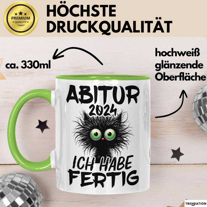 Abitur 2025 Ich Habe Fertig Geschenkidee Tasse Abi Bestanden Geschenk Prüfung Grün Trendation