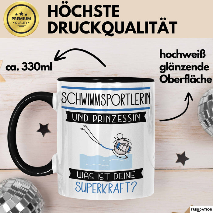 Schwimmsportlerin Und Prinzessin Tasse Geschenk Für Eine Schwimmsportlerin Geburtstag Was Ist Deine Superkraft Trendation