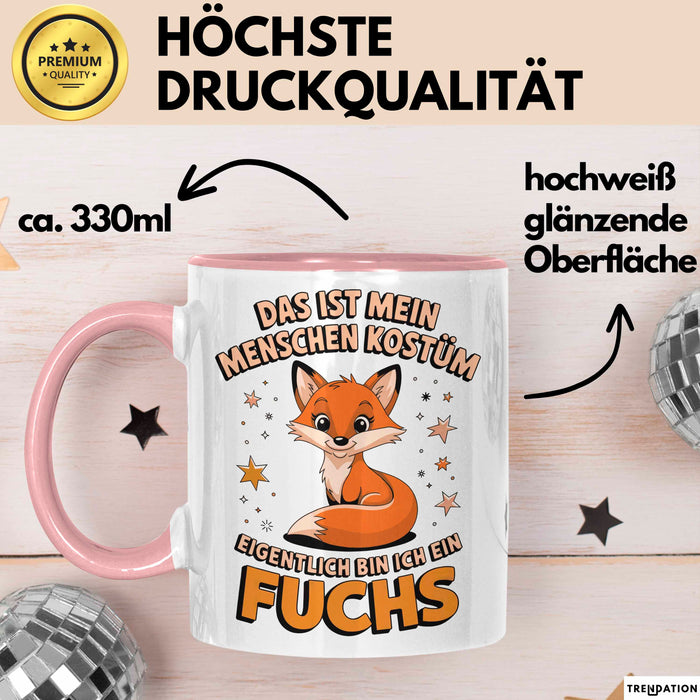 Fuchs Tierliebhaber Tasse Geschenk Lustige Geschenkidee Spruch Eigentlich Bin Ich Ein Fuchs Rosa Trendation
