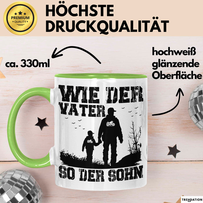Vater Sohn Tasse Geschenk Lustige Geschenkidee Spruch Motorrad-Fahrer Grün Trendation