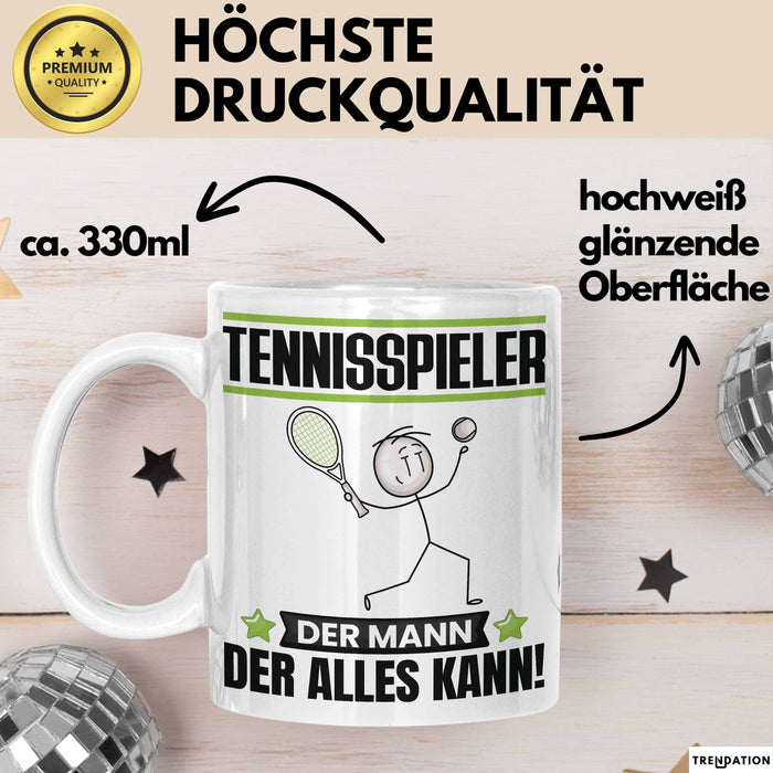 Tennisspieler Tasse Geschenk für Tennisspieler Der Mann Der Alles Kann Geschenkidee zum Geburtstag Weiß Trendation