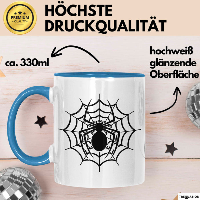 Spinne Vogelspinne Tier Tasse Geschenk Lustige Geschenkidee Spruch Blau Trendation