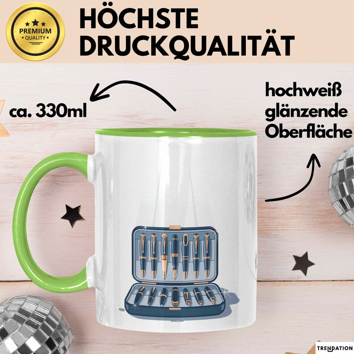 Stift Sammler Tasse Geschenk Lustige Geschenkidee Spruch Für Schreibwerkzeug Fans Grün Trendation