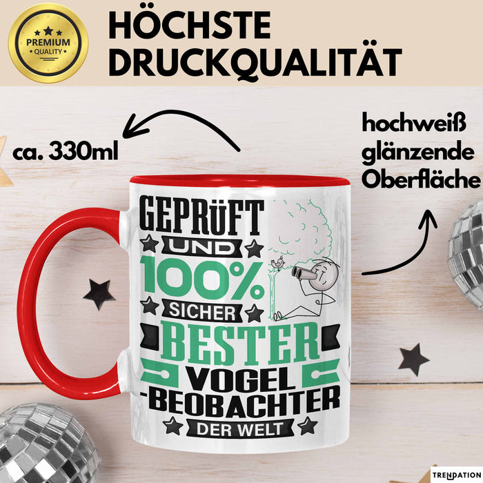 Vogelbeobachter Geschenk Lustiger Spruch für Vogelbeobachter Geschenkidee Bester Vogelbeobachter Der Welt Rot Trendation
