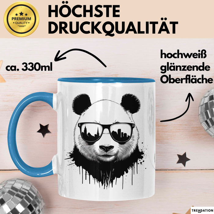 Panda Mit Sonnenbrille Tasse Geschenk Lustige Geschenkidee Spruch Blau Trendation