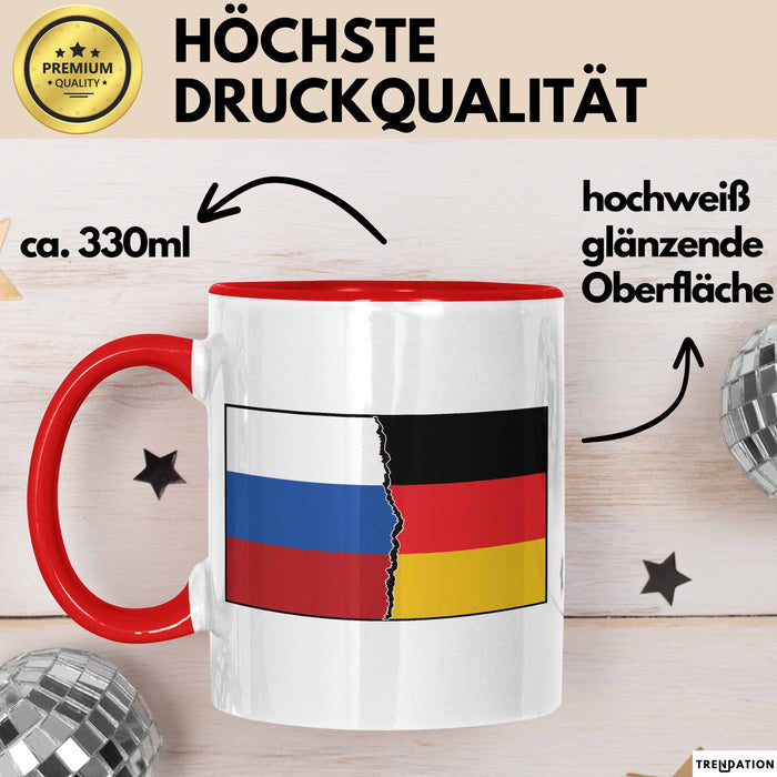 Russe Tasse Geschenk Russland Deutschland Flagge Geschenkidee Rot Trendation