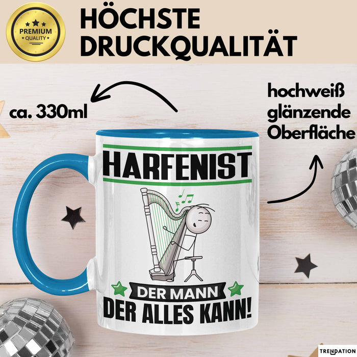Harfenist Tasse Geschenk für Harfenist Der Mann Der Alles Kann Geschenkidee zum Geburtstag Blau Trendation