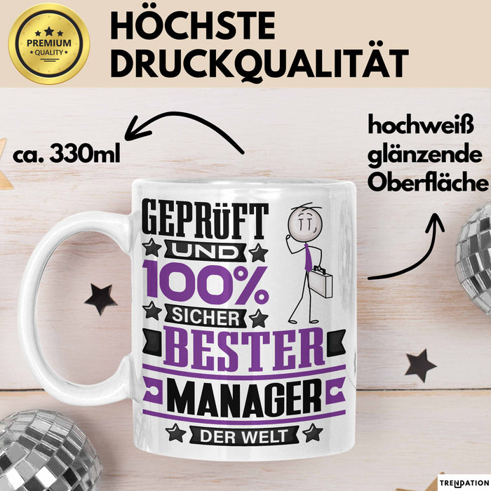 Manager Geschenk Lustiger Spruch für Manager Geschenkidee Bester Manager Der Welt Weiß Trendation