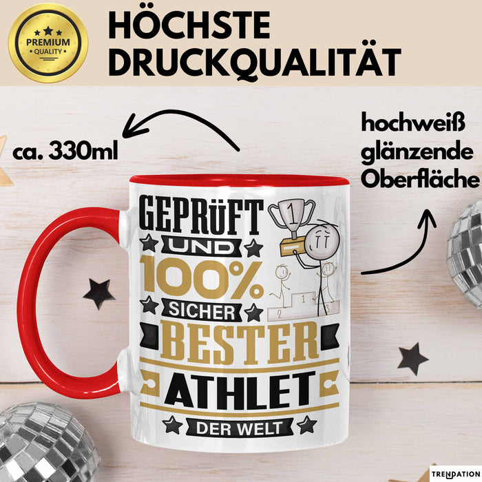 Athlet Geschenk Lustiger Spruch für Athlet Geschenkidee Bester Athlet Der Welt Rot Trendation