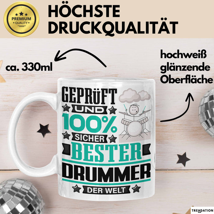 Drummer Geschenk Lustiger Spruch für Drummer Geschenkidee Bester Drummer Der Welt Weiß Trendation