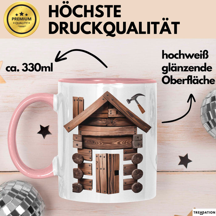 Zimmermann Tasse Geschenkidee für Holzhandwerker Rosa Trendation