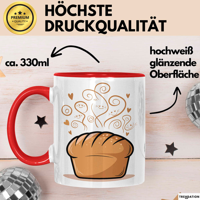 Brotbäcker Tasse Geschenkidee für Teigknet Fan Rot Trendation