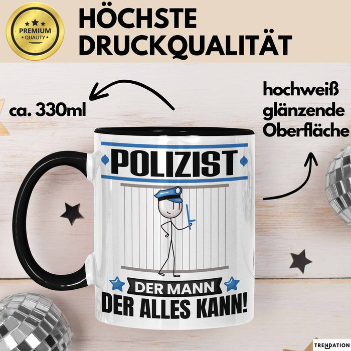 Polizist Tasse Geschenk für Polizist Der Mann Der Alles Kann Geschenkidee zum Geburtstag Schwarz Trendation
