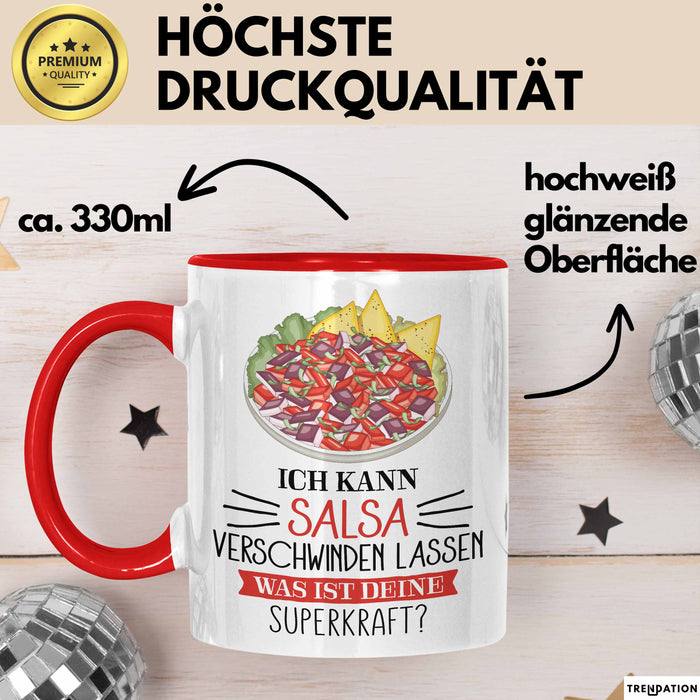 Salsa-Liebhaber Tasse Geschenk Ich Kann Salsa Verschwinden Lassen Was Ist Deine Superkraft Becher Geschenkidee Salsa Kaffee-Becher Rot Trendation