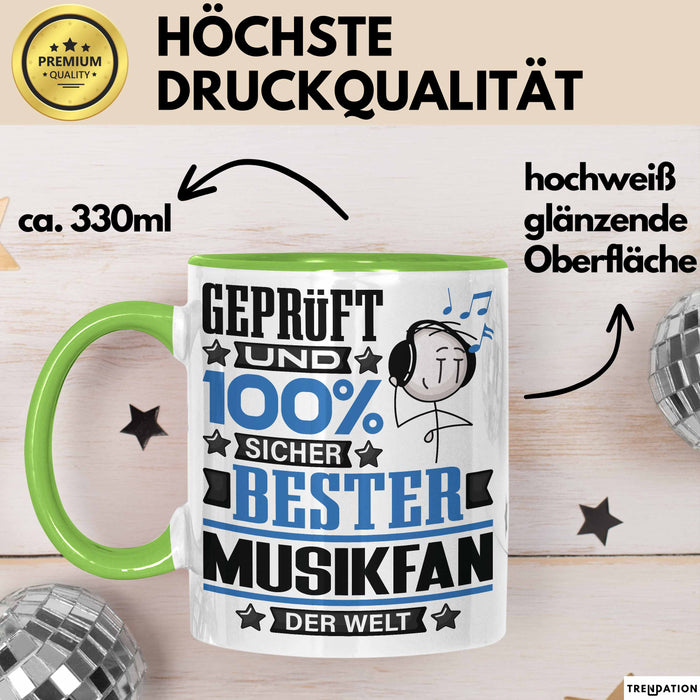 Musikfan Geschenk Lustiger Spruch für Musikfan Geschenkidee Bester Musikfan Der Welt Grün Trendation