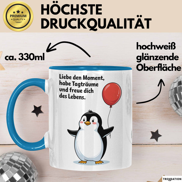 Büroarbeit Kollege Abschied Tasse Geschenk Lustige Geschenkidee Spruch Liebe Den Moment Habe Tagträume Und Freue Dich Des Lebens Blau Trendation