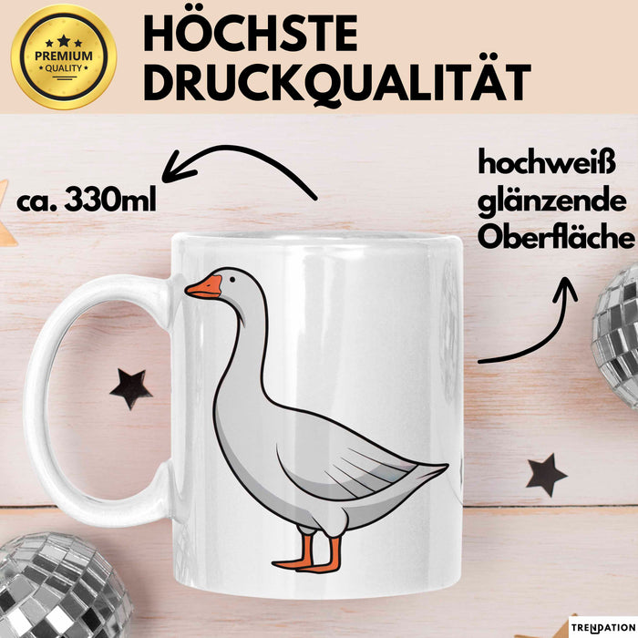 Gans Tier Gänse Bauer Tasse Becher Geschenk Lustige Geschenkidee Spruch Weiß Trendation