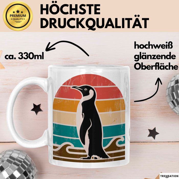 Retro Pinguin Tier Tasse Geschenk Lustige Geschenkidee Spruch Weiß Trendation