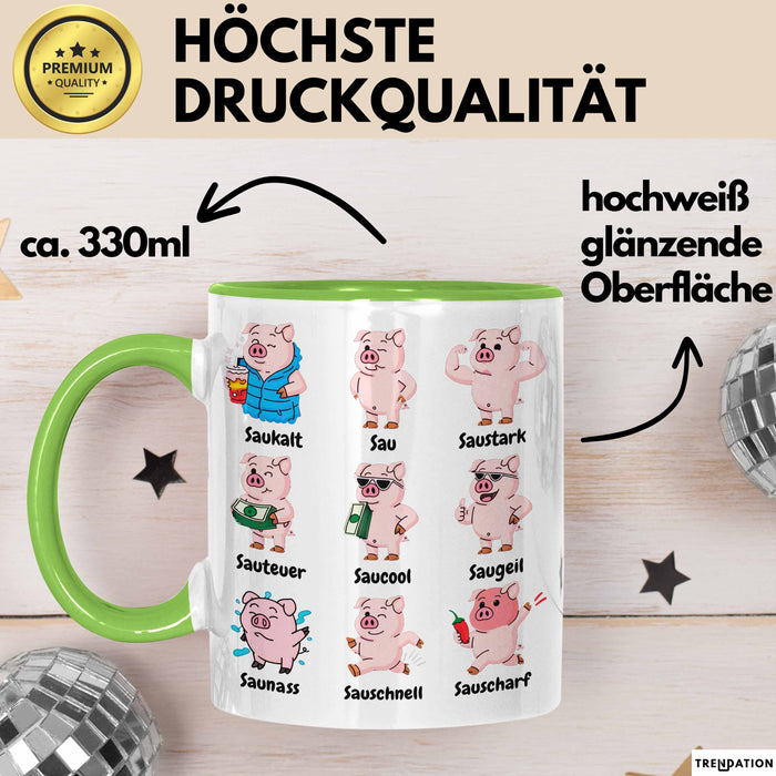 Schweinebauer Schweine Tier Tasse Geschenk Lustige Geschenkidee Spruch Arten Von Schweinen Grün Trendation