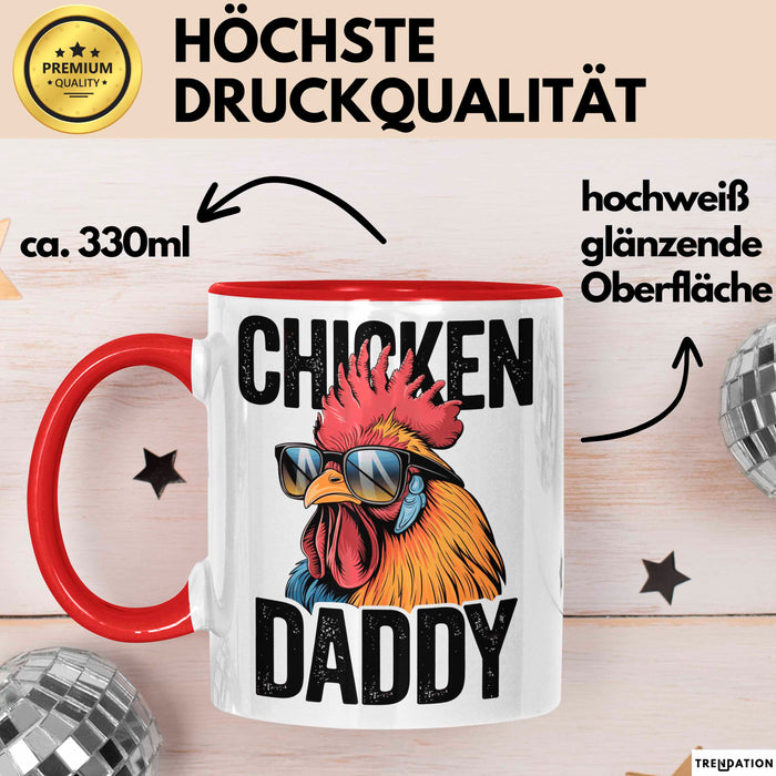 Huhn Tier Bauer Tasse Becher Geschenk Lustige Geschenkidee Spruch Hühnerpapa Rot Trendation