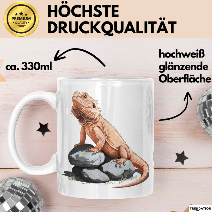 Reptil Bartagame Tasse Geschenk Lustige Geschenkidee Spruch Weiß Trendation