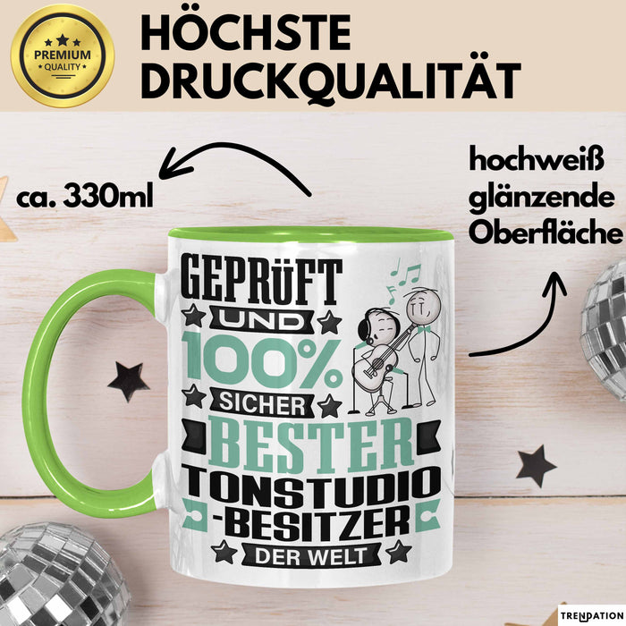 Tonstudio-Besitzer Geschenk Lustiger Spruch für Tonstudio-Besitzer Geschenkidee Bester Tonstudio-Besitzer Der Welt Grün Trendation