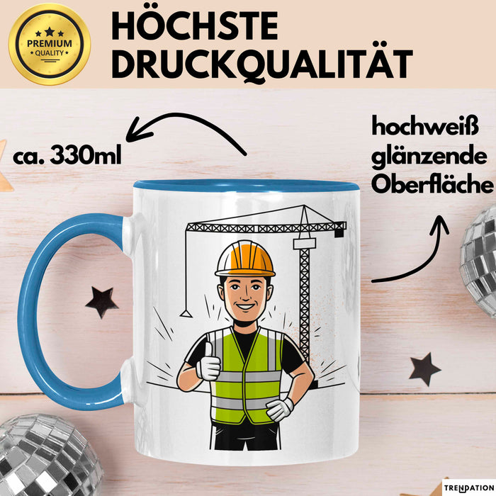 Bauarbeiter Tasse Geschenk Lustige Geschenkidee Spruch Für Bau Profis Blau Trendation
