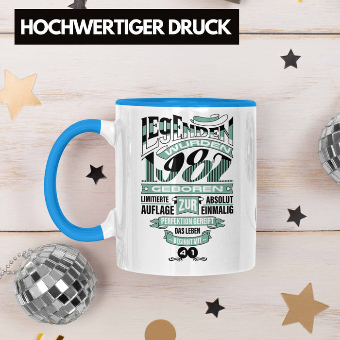 TRENDATION 40. Geburtstag Tasse Frau Mann Geschenk 40er Geschenkidee 40 Mutter Vater Blau Trendation