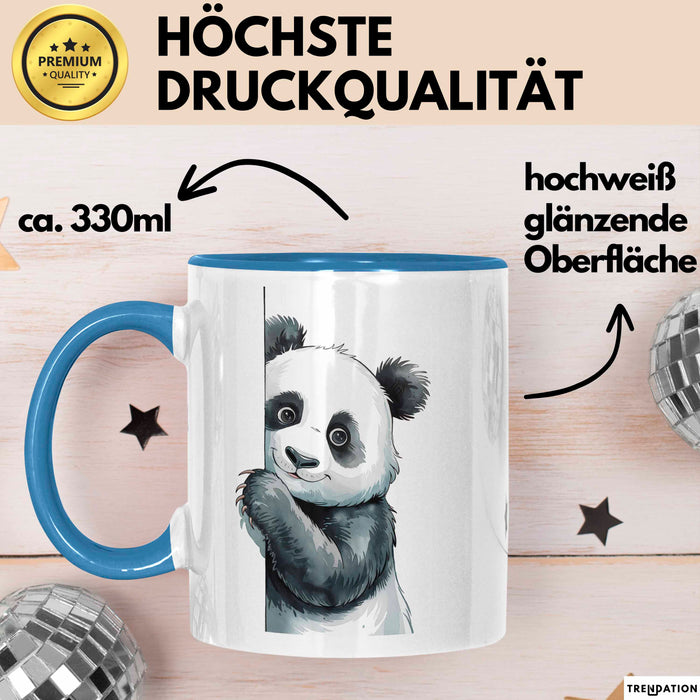Süßer Panda Tasse Geschenk Lustige Geschenkidee Spruch Blau Trendation