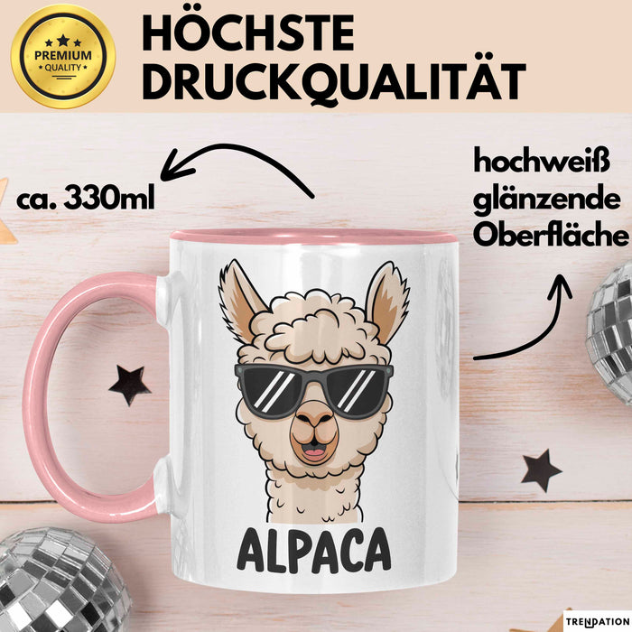 Alpaka Liebhaber Tasse Geschenkidee Flauschiger Tierfan Geschenkidee Lustig Rosa Trendation