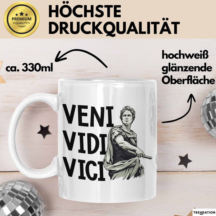 Lateinlehrer Unterricht Tasse Geschenk Lustige Geschenkidee Spruch Veni Vidi Vici Weiß Trendation