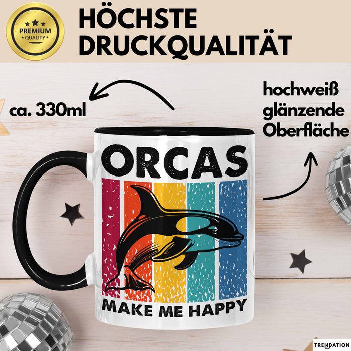 Orcas Tasse Geschenk Wale Wal Liebhaber Geschenkidee Retro Becher Trendation