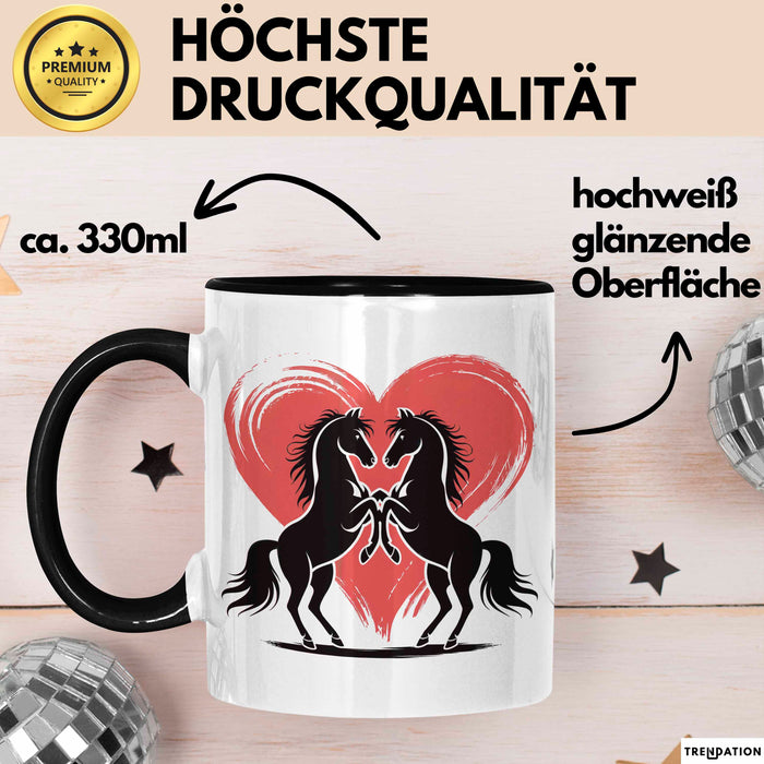 Pferd Tier Herz Tasse Geschenk Lustige Geschenkidee Spruch Schwarz Trendation