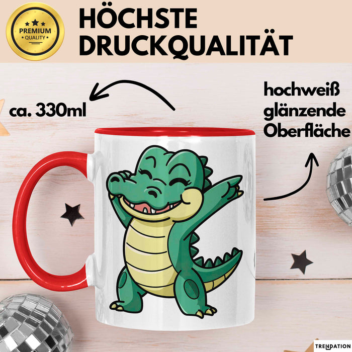 Dabendes Krokodil Tier Tasse Geschenk Lustige Geschenkidee Spruch Rot Trendation