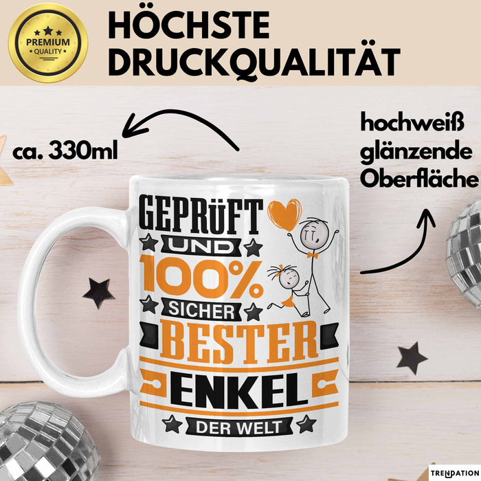 Enkel Geschenk Lustiger Spruch für Enkel Geschenkidee Bester Enkel Der Welt Weiß Trendation