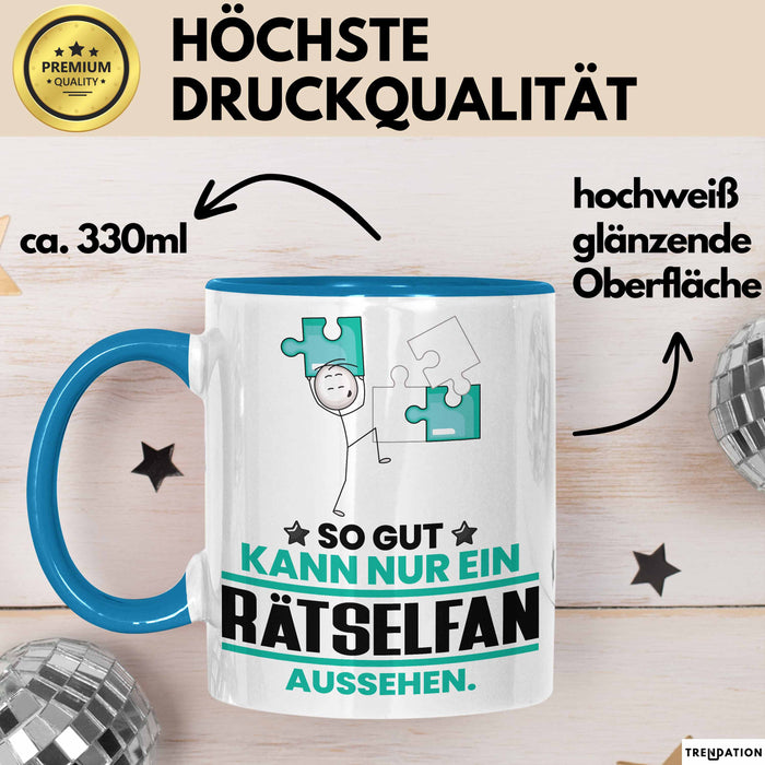 Rätselfan Geschenk Tasse So Gut Kann Nur Ein Rätselfan Aussehen Geschenkidee Kaffee-Becher Blau Trendation