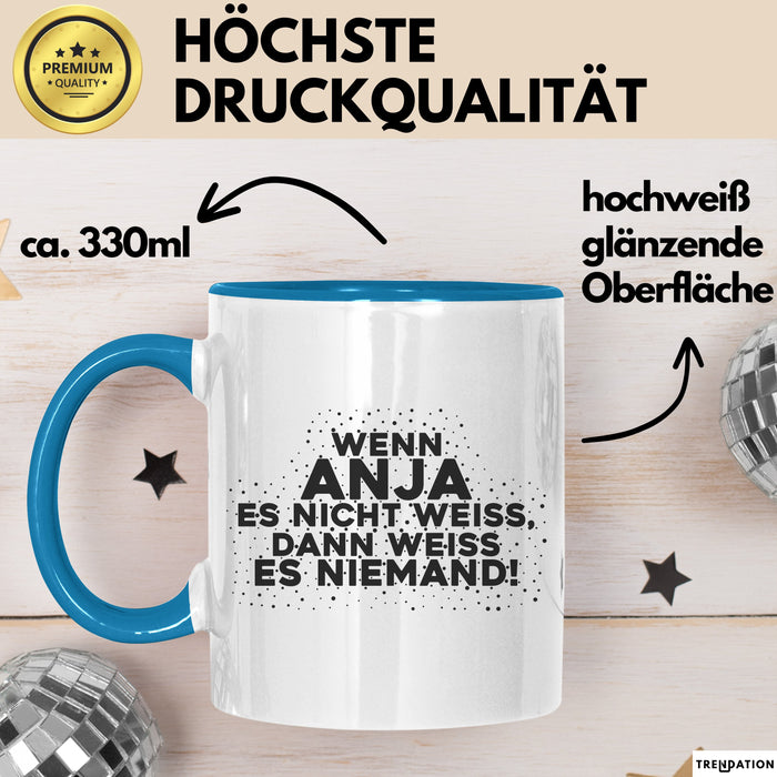 Anja Tasse Wenn Anja Es Nicht Weiss, Dann Weiss Es Niemand! Geschenk