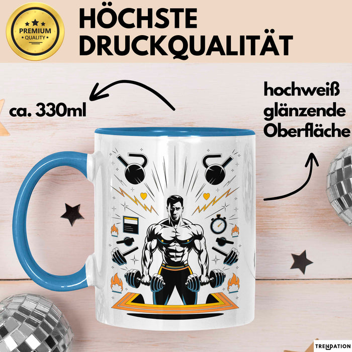 Fitnesstrainer Tasse Geschenk Lustige Geschenkidee Spruch Für Fitness Motivatoren Blau Trendation