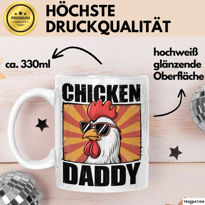 Huhn Tier Bauer Tasse Becher Geschenk Lustige Geschenkidee Spruch Hühnerpapa Weiß Trendation
